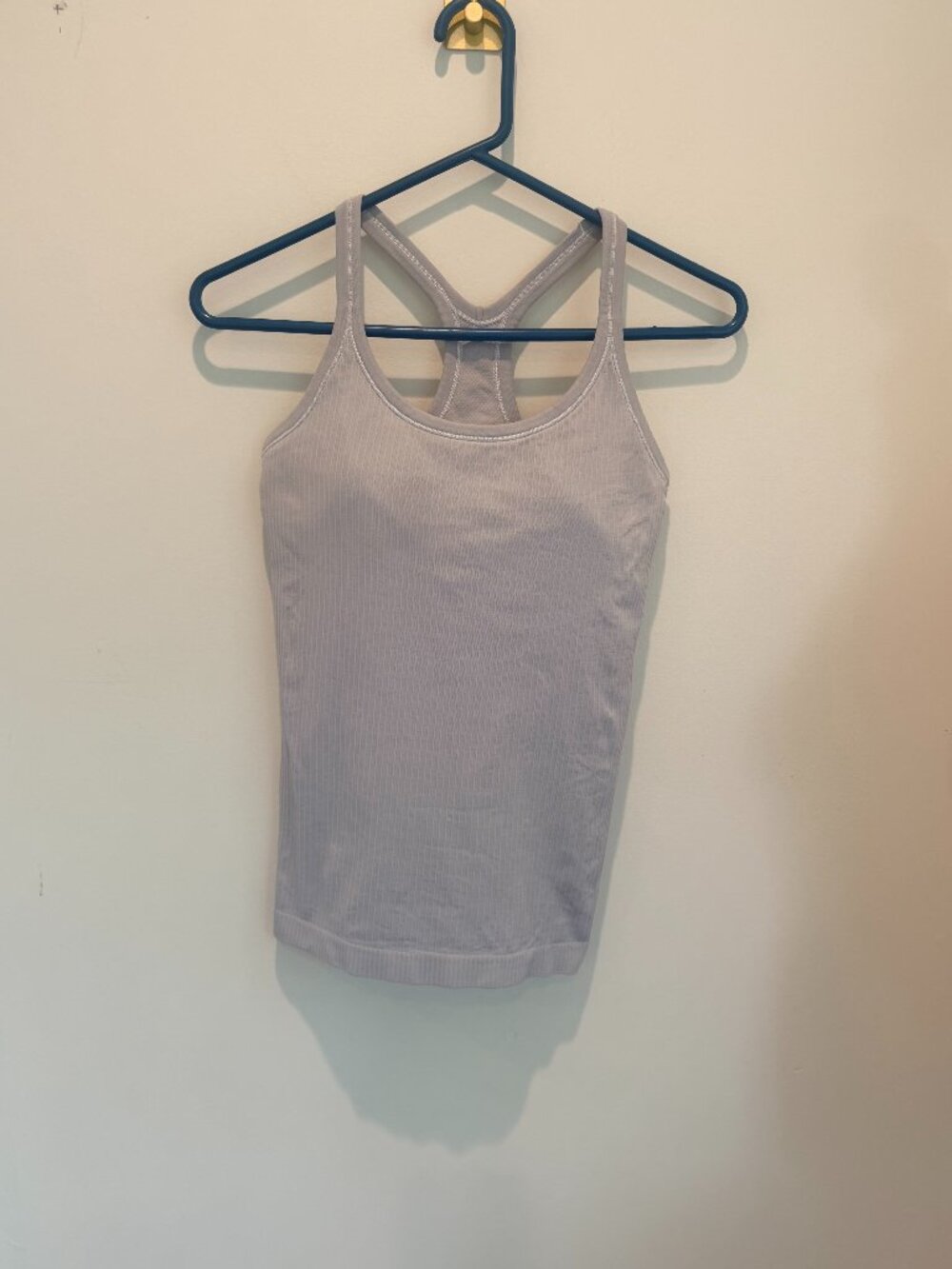 Lululemon Ebb to Street Tank Top –Light Grey, Ribbed Racerback with Built-in Bra
